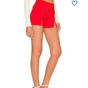 Women's red shorts with front slit